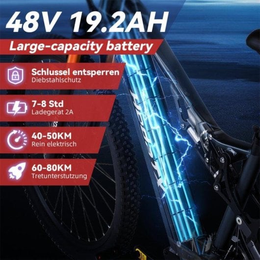 Vélo électrique Hedatx TX19 48V 19,2Ah 27 vitesses pneus 29 pouces