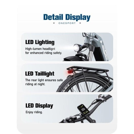 Bicicleta eléctrica OneSport OT05 27,5" 250 W 120 km gris