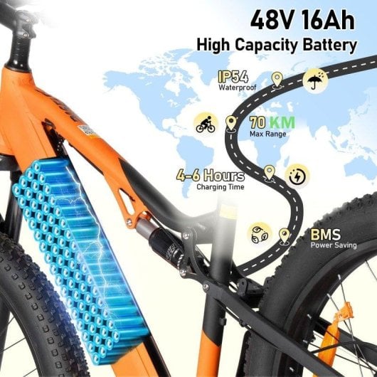 Velo electrique Hedatx Paselec GS9 48V 16Ah 8 vitesses Orange