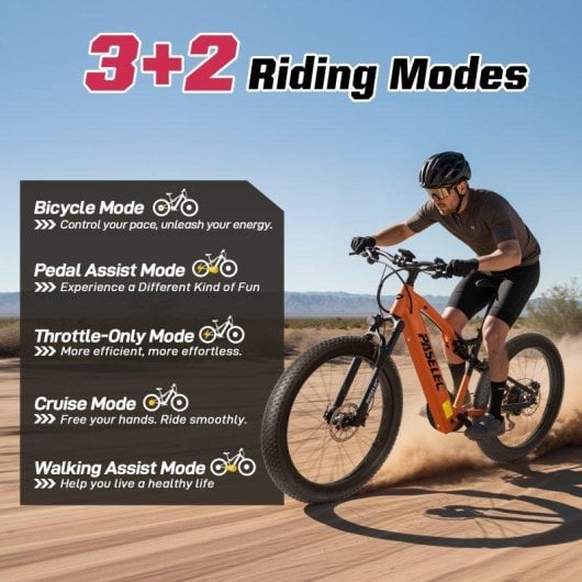 Velo electrique Hedatx Paselec GS9 48V 16Ah 8 vitesses Orange