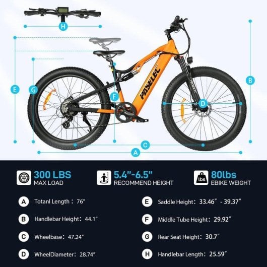 Velo electrique Hedatx Paselec GS9 48V 16Ah 8 vitesses Orange