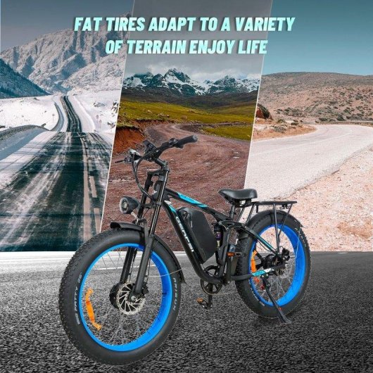 Vélo électrique Baolujie DP-2603 2x1500 W 52 V 32 Ah 55 km/h 26" Bleu