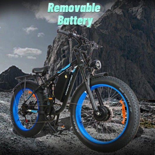 Vélo électrique Baolujie DP-2603 2x1500 W 52 V 32 Ah 55 km/h 26" Bleu