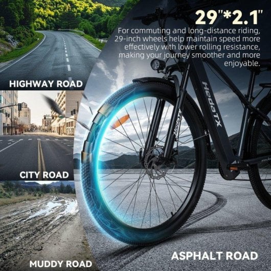 Bicicleta Eléctrica Hedatx TX1 48V 16Ah Shimano 7 Velocidades Neumáticos 29" x 2,1"