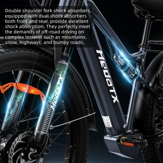 Bicicleta eléctrica Hedatx TX29 27,5" x 3,0" 48 V 19,2 Ah doble suspensión