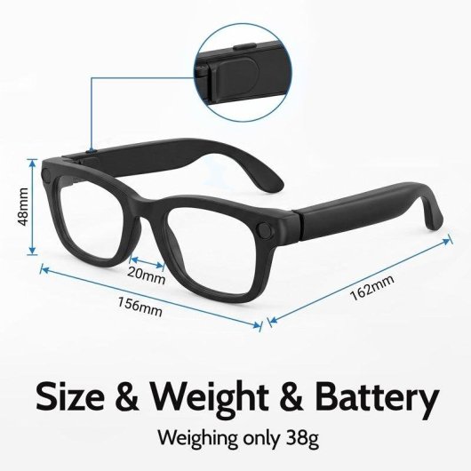 Autrucker Gafas Inteligentes Cámara integrada IA traductor y protección UV