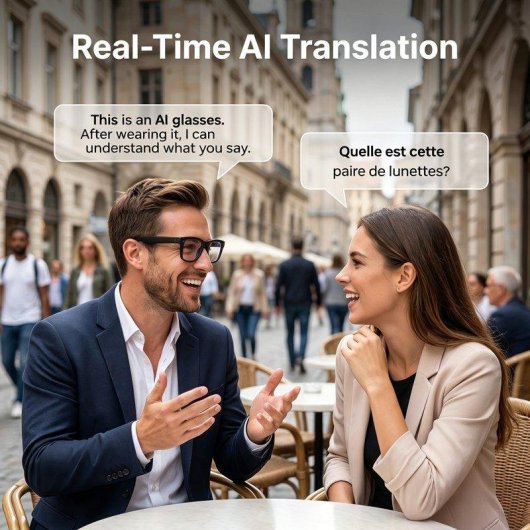 Autrucker Gafas Inteligentes Cámara integrada IA traductor y protección UV