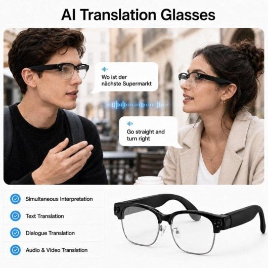 Autrucker Gafas Inteligentes Cámara Integrada IA Integrada Traductor