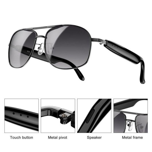 Blackview Gafas Inteligentes con Altavoces Llamadas IP54 UV Doradas