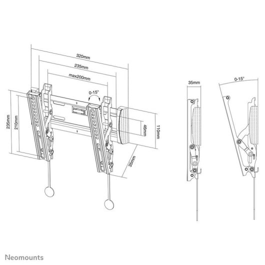 NewStar NM-W125BLACK Supporto TV Parete Inclinabile 10 a 40" VESA 75x75 a 200x200 Max 20Kg
