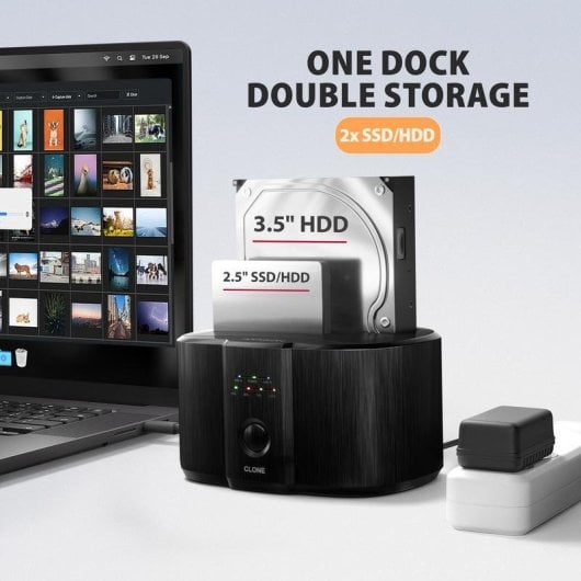 Base de conexao Axagon ADSA-SC para 2 discos SATA USB-C