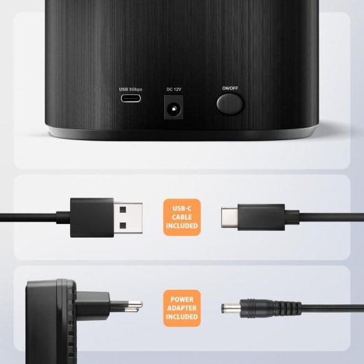 Base de conexao Axagon ADSA-SC para 2 discos SATA USB-C