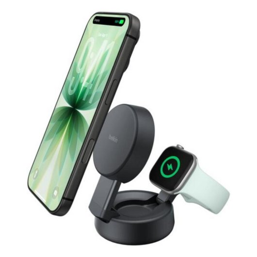 Cargador Inalámbrico Belkin UltraCharge Pro Qi2 25 W 2 en 1 MagSafe Gris Oscuro
