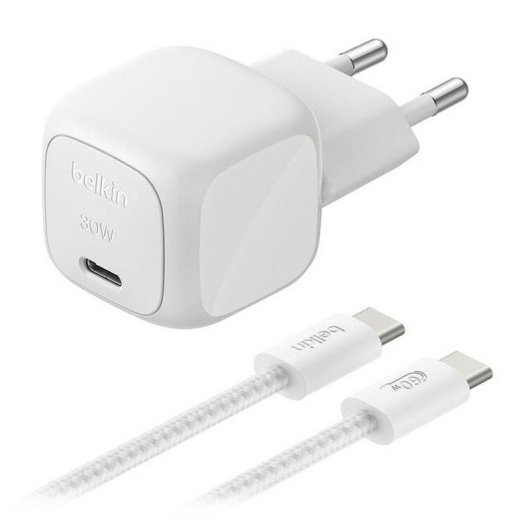 Chargeur Belkin BoostCharge 30 W GaN USB-C avec câble 2 m