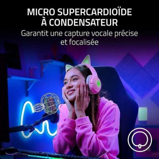 Micrófono Razer Seiren V3 Chroma USB supercardioide con DSP y RGB blanco