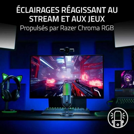 Micrófono Razer Seiren V3 Chroma USB supercardioide con DSP y RGB blanco