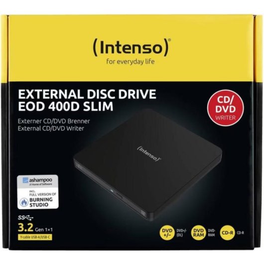 Unidad Externa CD/DVD Intenso EOD 400D Slim 24x USB-C USB-A