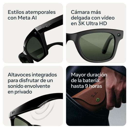 META Ray-Ban Meta Wayfarer Gen 3 Lunettes intelligentes Caméra IA Intégrée Haut-parleurs Traducteur Vert