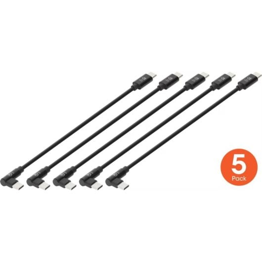 Cavo USB-C Manhattan 90° 60W Confezione 5 pezzi 0,2 m Nero