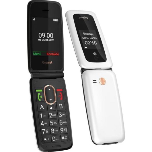 Gigaset GL795 4G 2,8" pliable avec touche SOS et base de charge noir et blanc