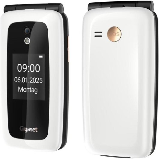 Gigaset GL795 4G 2,8" pliable avec touche SOS et base de charge noir et blanc