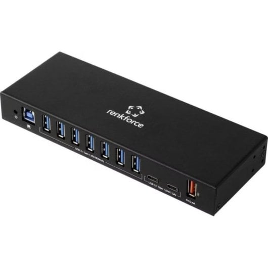 Hub USB Renkforce RF-7403762 10 porte 5 Gbit/s ricarica rapida montaggio DIN