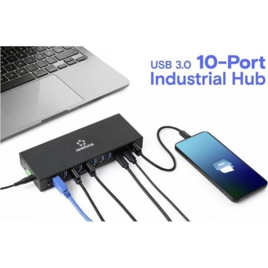 Hub USB Renkforce RF-7403762 10 porte 5 Gbit/s ricarica rapida montaggio DIN
