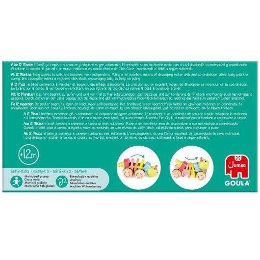 Jouet d'éveil Goula Gusanito en bois multicolore dès 1 an