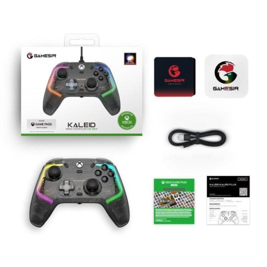Gamepad GameSir Kaleid smoke transparent RGB Xbox et PC filaire
