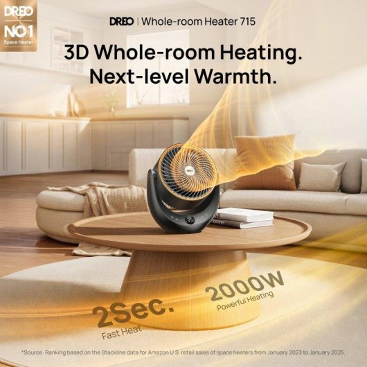 Keramikheizgerät Dreo Heater 715 2000W 3D-Oszillation Eco Leise