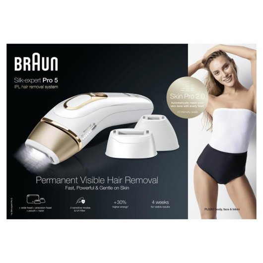 Depiladora luz pulsada IPL Braun Silk-expert Pro 5 PL5267 con accesorio facial