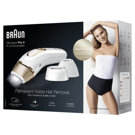 Depiladora luz pulsada IPL Braun Silk-expert Pro 5 PL5267 con accesorio facial