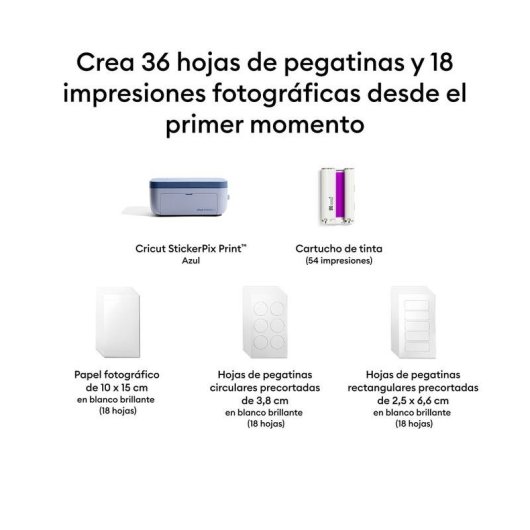 Impresora de inyección de tinta Cricut StickerPix Essential Bundle azul