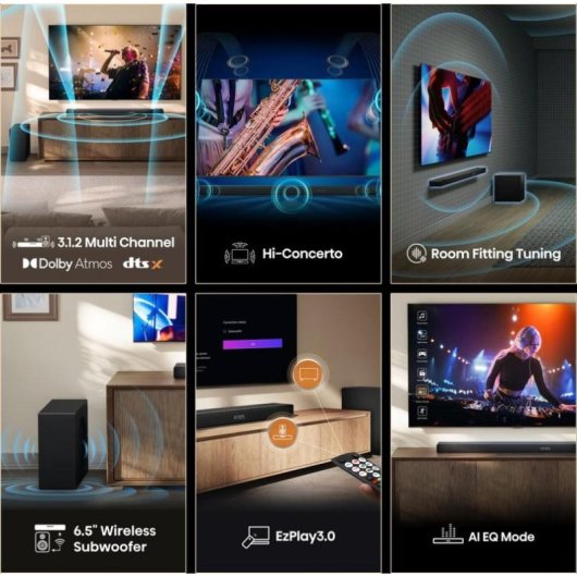 Barra de sonido Hisense AX3120Q 3.1.2 440 W Bluetooth Dolby Atmos negra