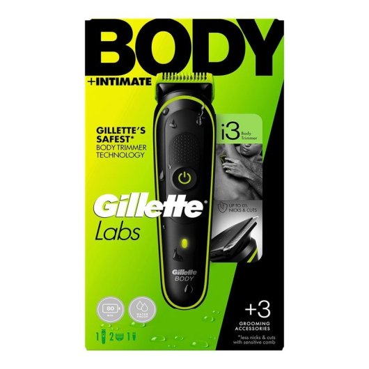 Cortapelos GilletteLabs i3 Body Intimate Inalámbrico 80min 2 Peines Seco y Húmedo