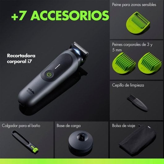 Tagliacapelli Multifunzione GilletteLabs i7 Body Senza Fili 100min 3 Pettini Impermeabile