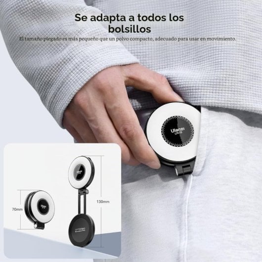 Kit Ulanzi MA60 Negro + LM19 – Trípode Magnético MagSafe y Luz LED para Móvil