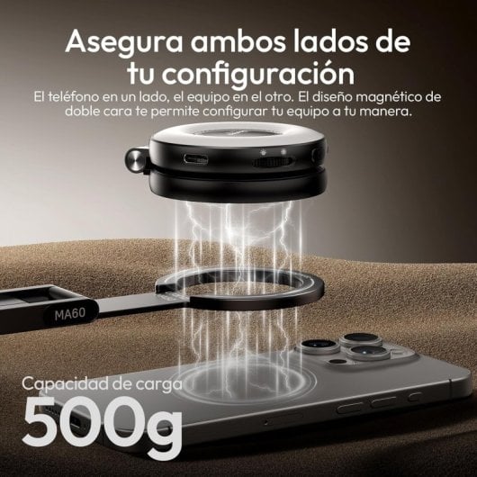 Kit Ulanzi MA60 Negro + LM19 – Trípode Magnético MagSafe y Luz LED para Móvil