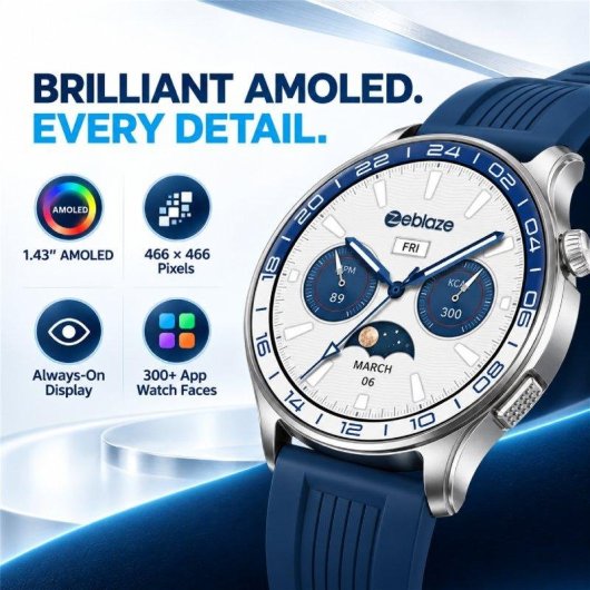 Zeblaze Btalk 4 Pro Bluetooth AMOLED 1,43'' Azul com 2 braceletes