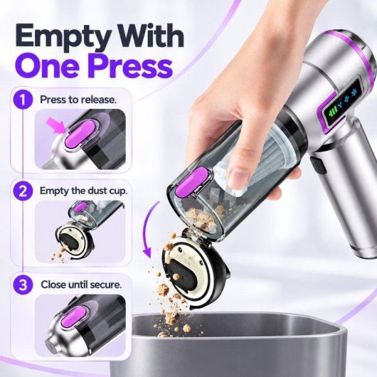 Aspirateur à Main Sans Fil Blossom 6000mAh Argent et Violet 4-en-1