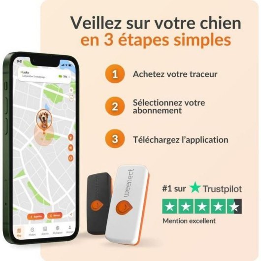 Localizzatore GPS Weenect XS per animali impermeabile IP68 240 h nero