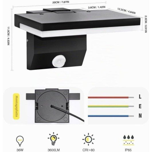 Aplique Exterior Jardim 36W IP65 Sensor Movimento Blossom Anthracite