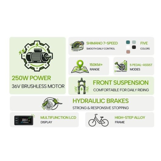Vélo électrique Velopro C1 Pro 250 W Batterie 36 V 18 Ah Autonomie 150 km 27,5"