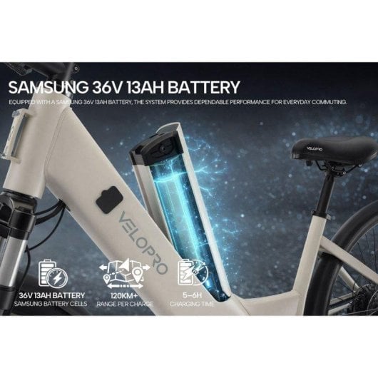 Bicicletta elettrica Velopro C1 Champagne 250W 36V 13Ah 27,5 pollici