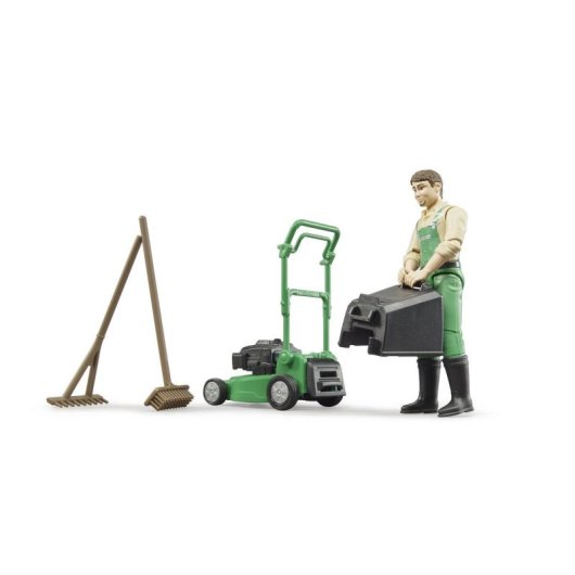 Figurine d'action BRUDER bworld Jardinier avec coupe-bordure et outils