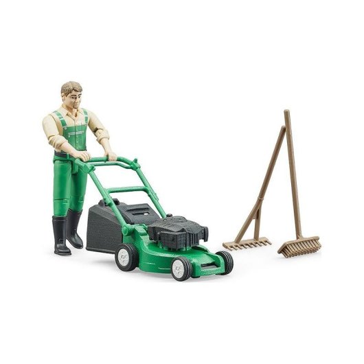 Figurine d'action BRUDER bworld Jardinier avec coupe-bordure et outils
