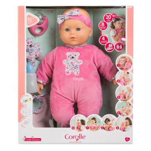 Muñeca Corolle Lucille Interactiva 42 cm 8 Funciones 20 Sonidos Rosa