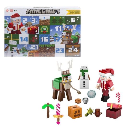 Figura de Acción Mattel Minecraft Calendario de Adviento 24 Piezas
