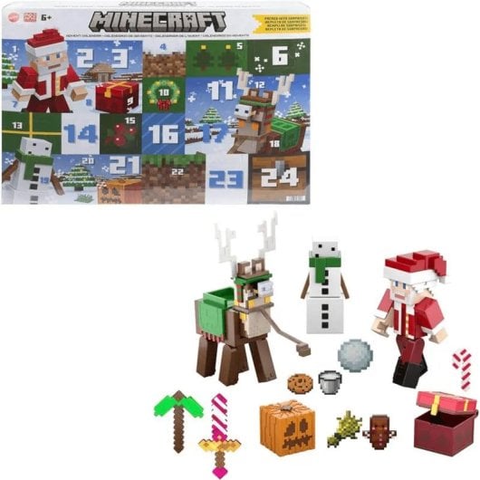 Figura de Acción Mattel Minecraft Calendario de Adviento 24 Piezas