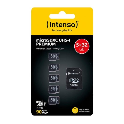Scheda microSD Intenso UHS-I 32GB SDHC Premium confezione 5 pezzi